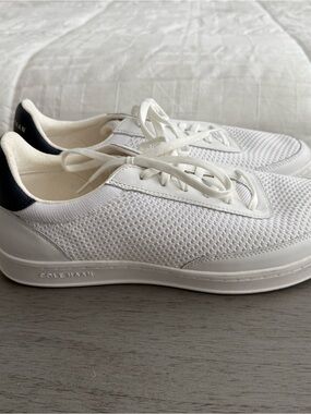Cole Haan White Knit Sneakers with Black Heel Tab